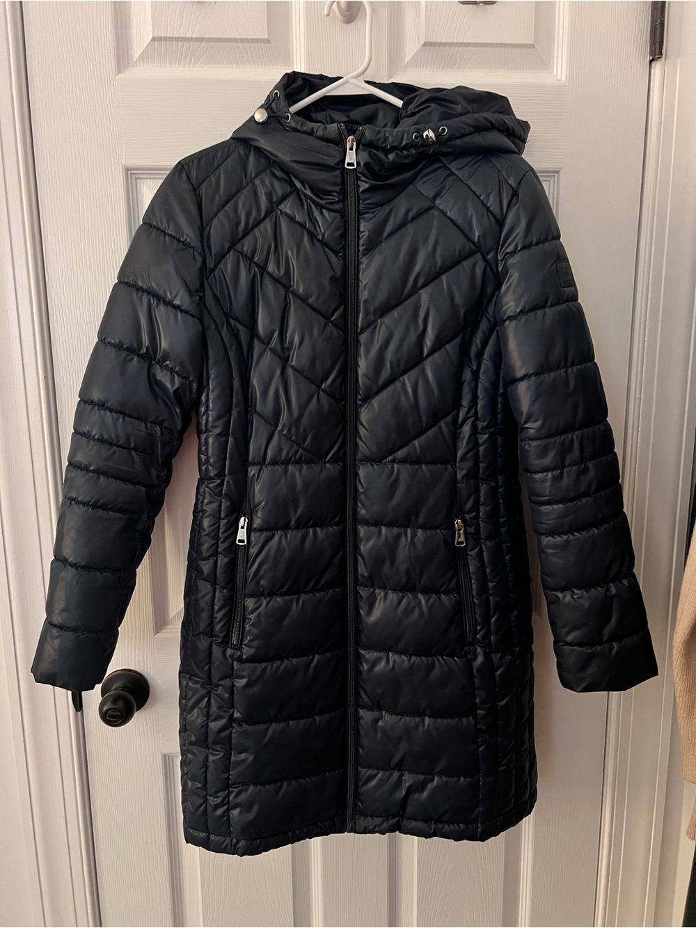 Kenneth Cole Black Quilted Hooded Puffer Coat for Kids